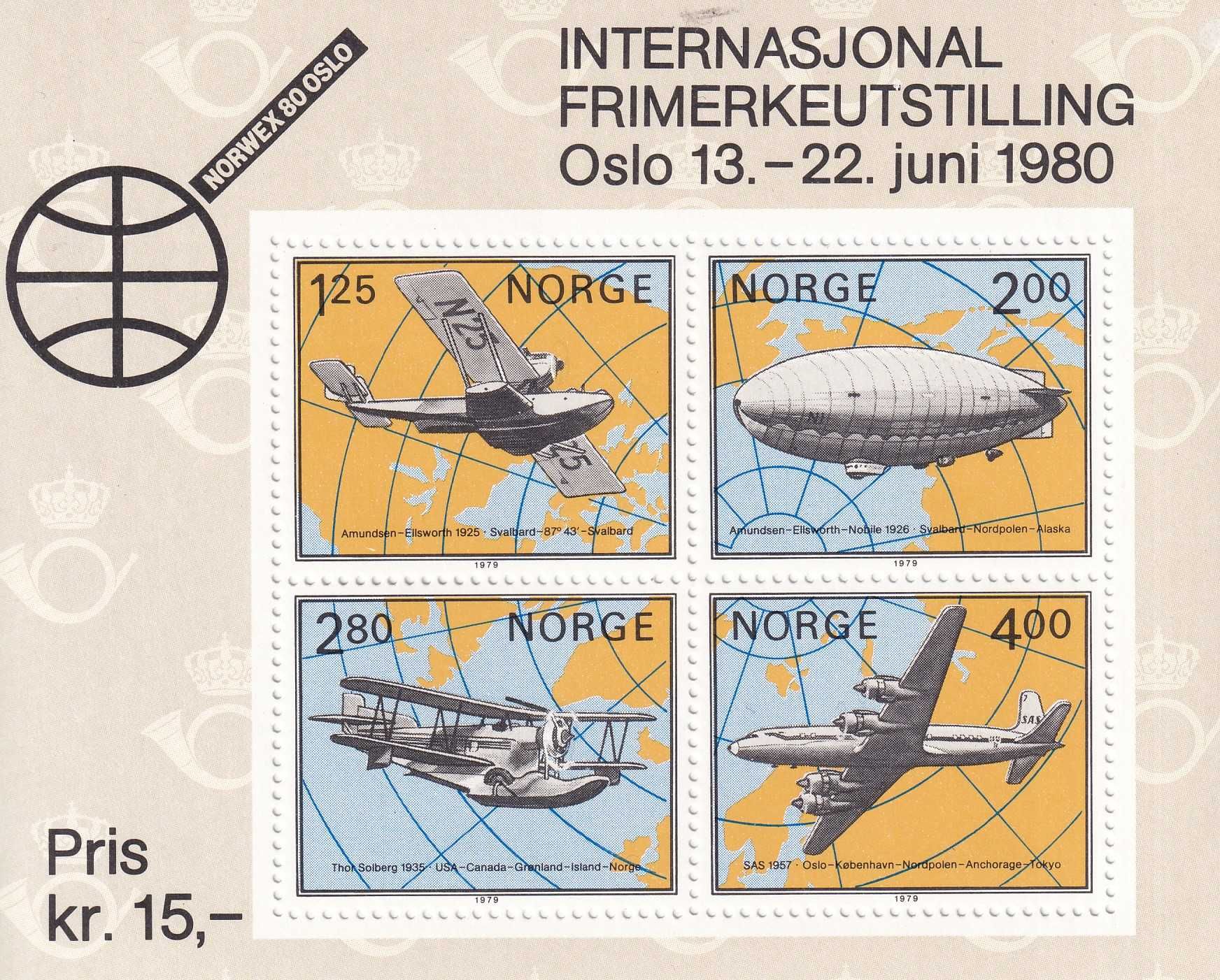 Norwegia 1979 cena 5,30 zł kat.4€ - lotnictwo