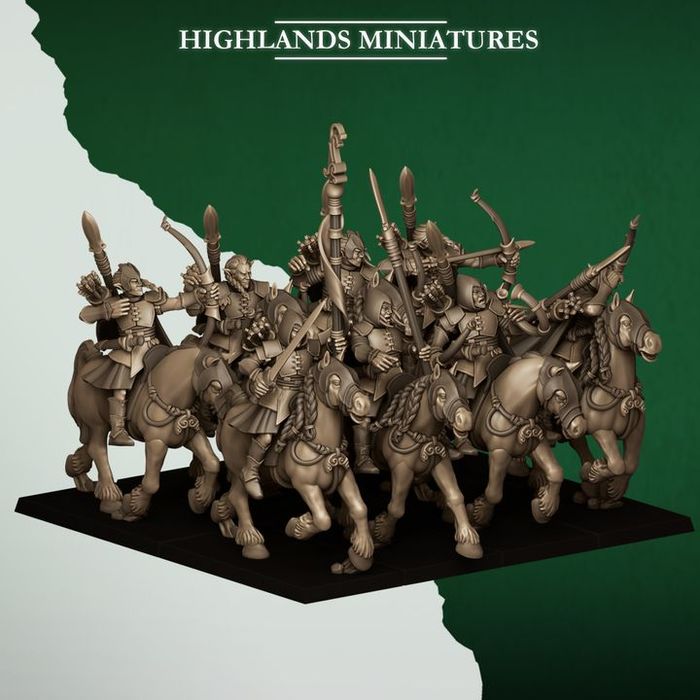 Mounted Feral Archers - Highlands Miniatures - Behelit Print