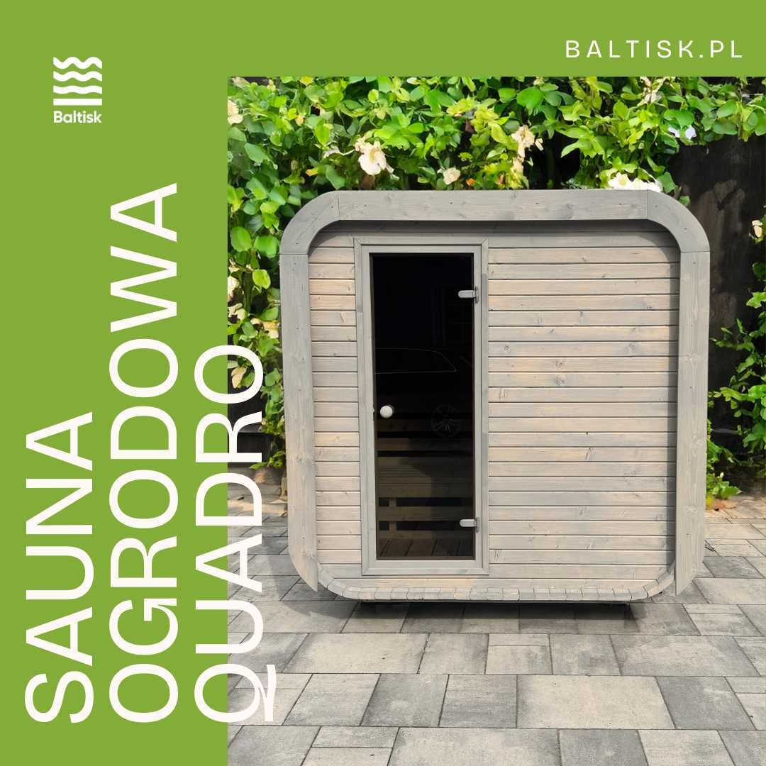 Kwadratowa sauna ogrodowa, 200cm Quadro PREMIUM dobierz piec i dodatki
