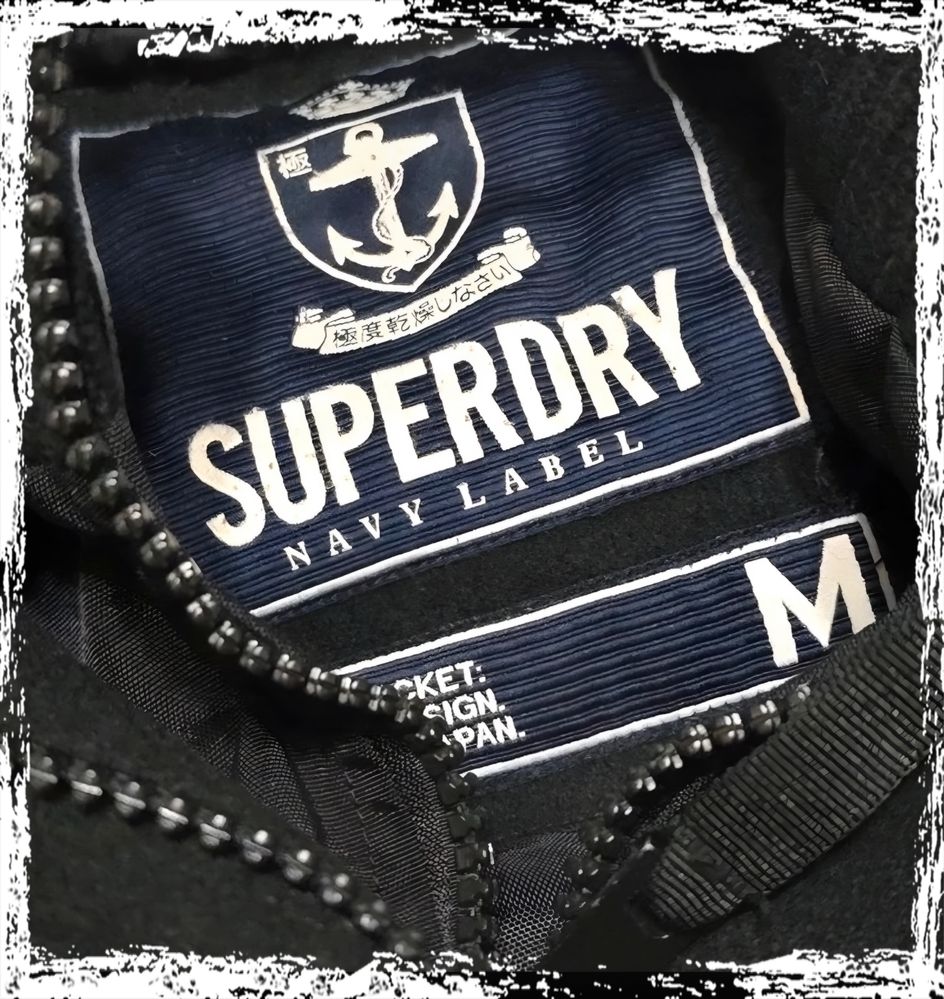 SUPERDRY JPN. P.Coat Navy - czarny krótki płaszcz/bosmanka M