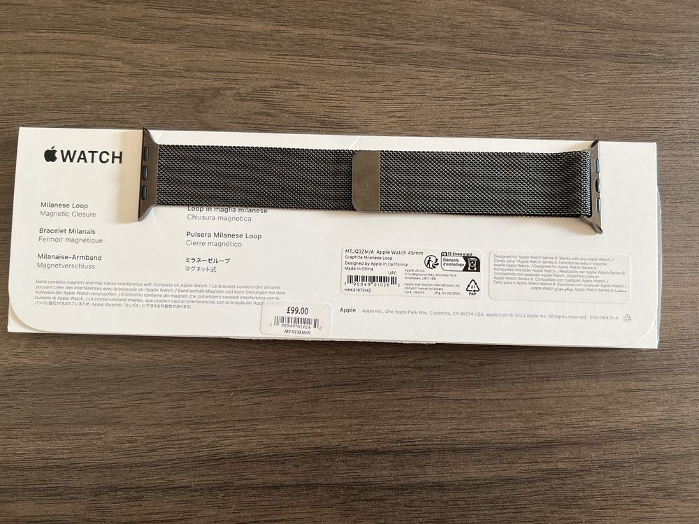 Apple watch 9 bransoleta milanese loop 45mm grafitowa