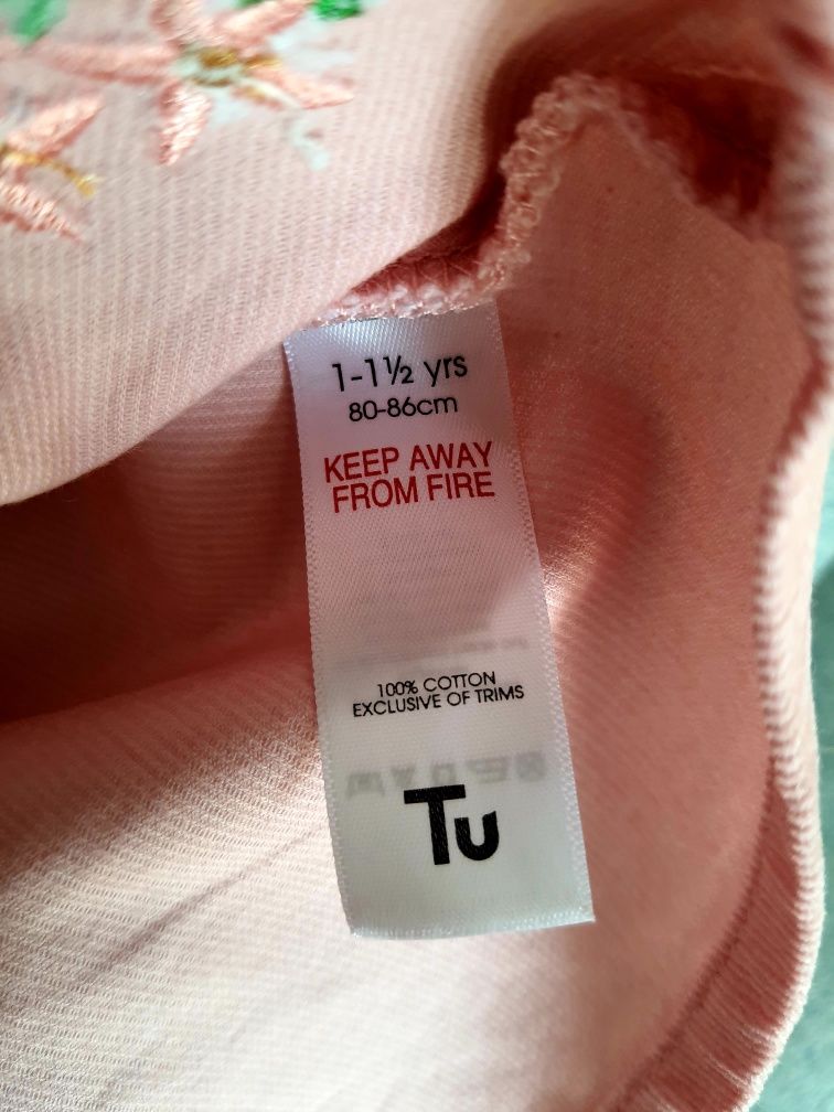 Pudrowa spódniczka haftowana TU 12-18 miesięcy 80-86cm 100% bawełny