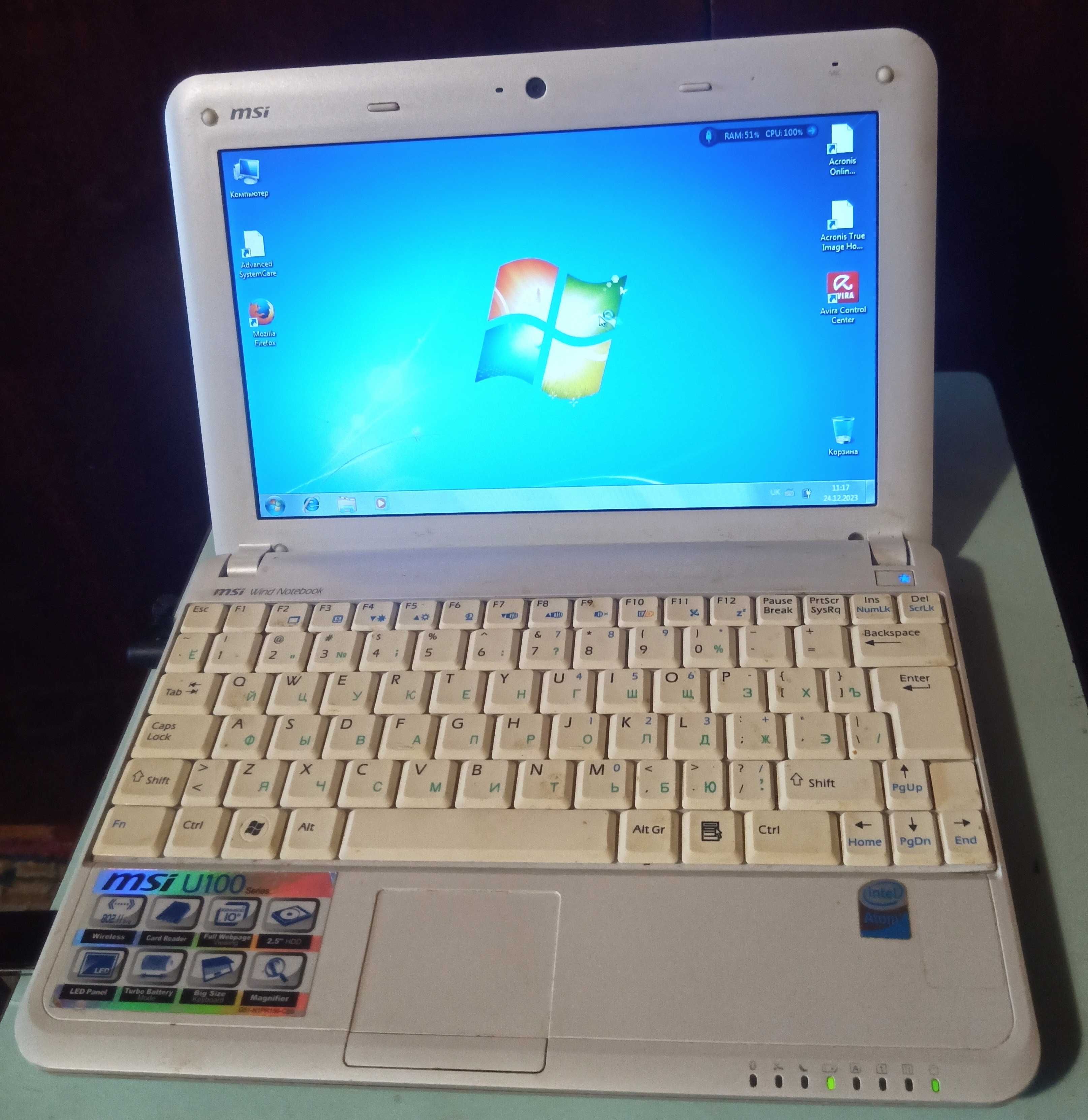 Нетбук MSI U100 две батареи