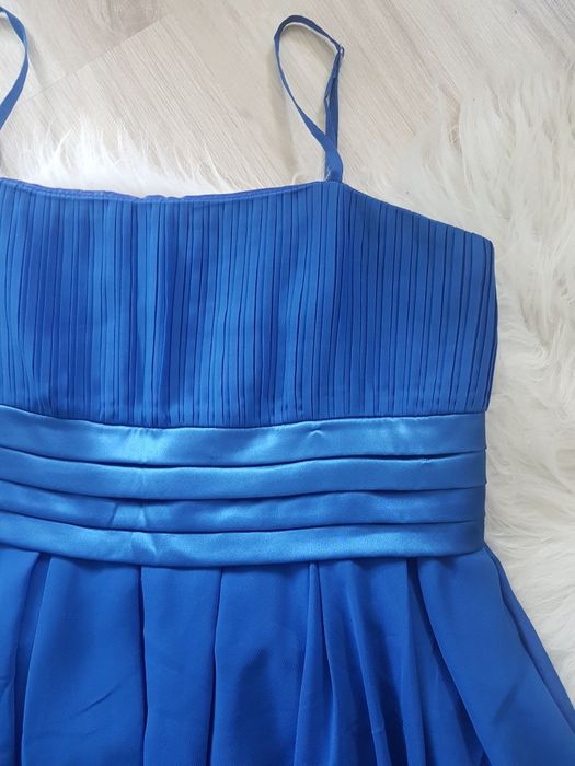 Umiks niebieska elegancka rozkloszowana sukienka na ramiączkach M L 38