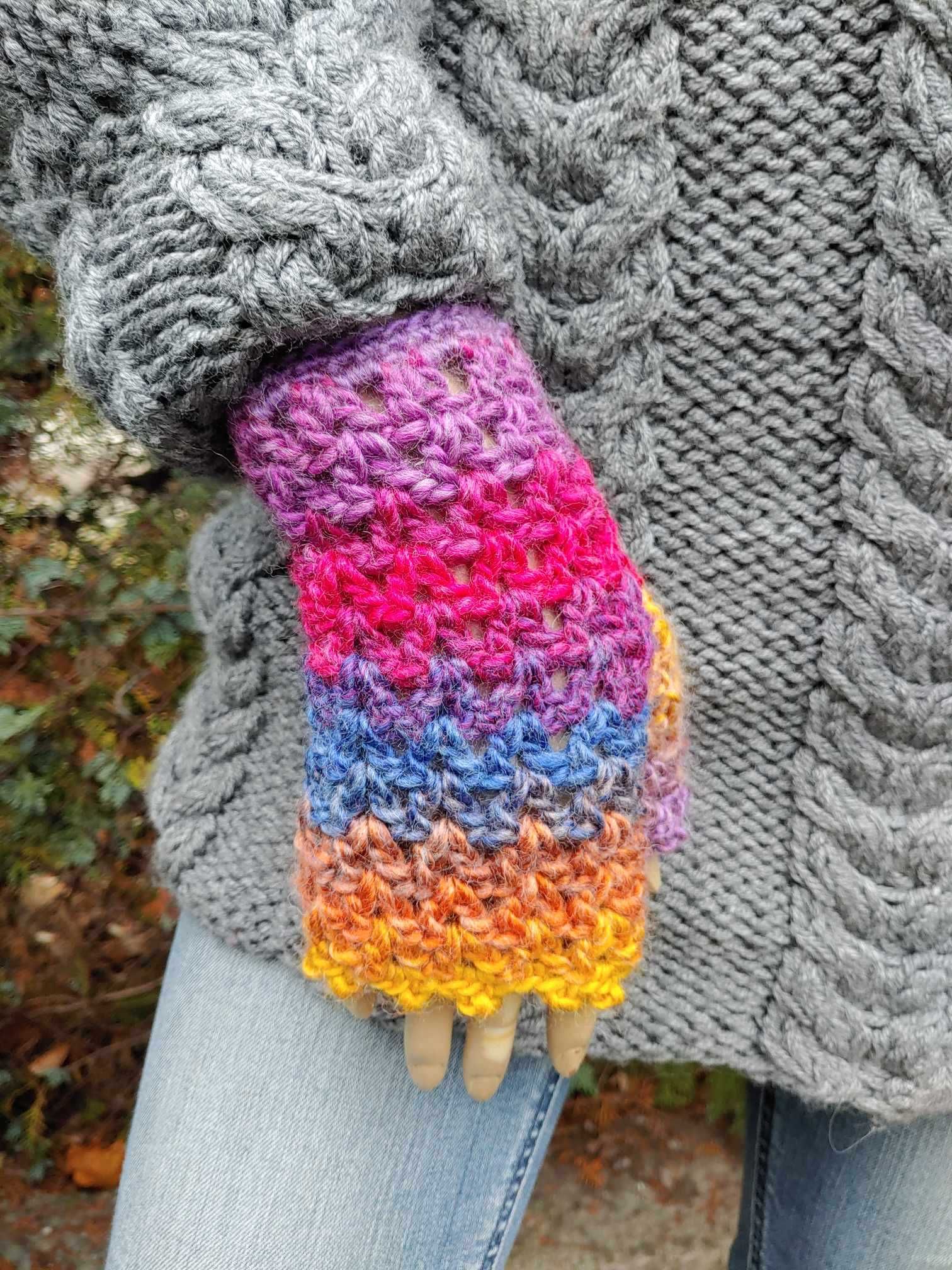 Szydełkowa czapka i mitenki, wełniana czapka slouchy bonnet