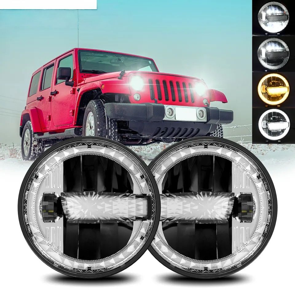 Lampy reflektory LED 7 cali przód  Jeep Wrangler JK JL Homologacja EU