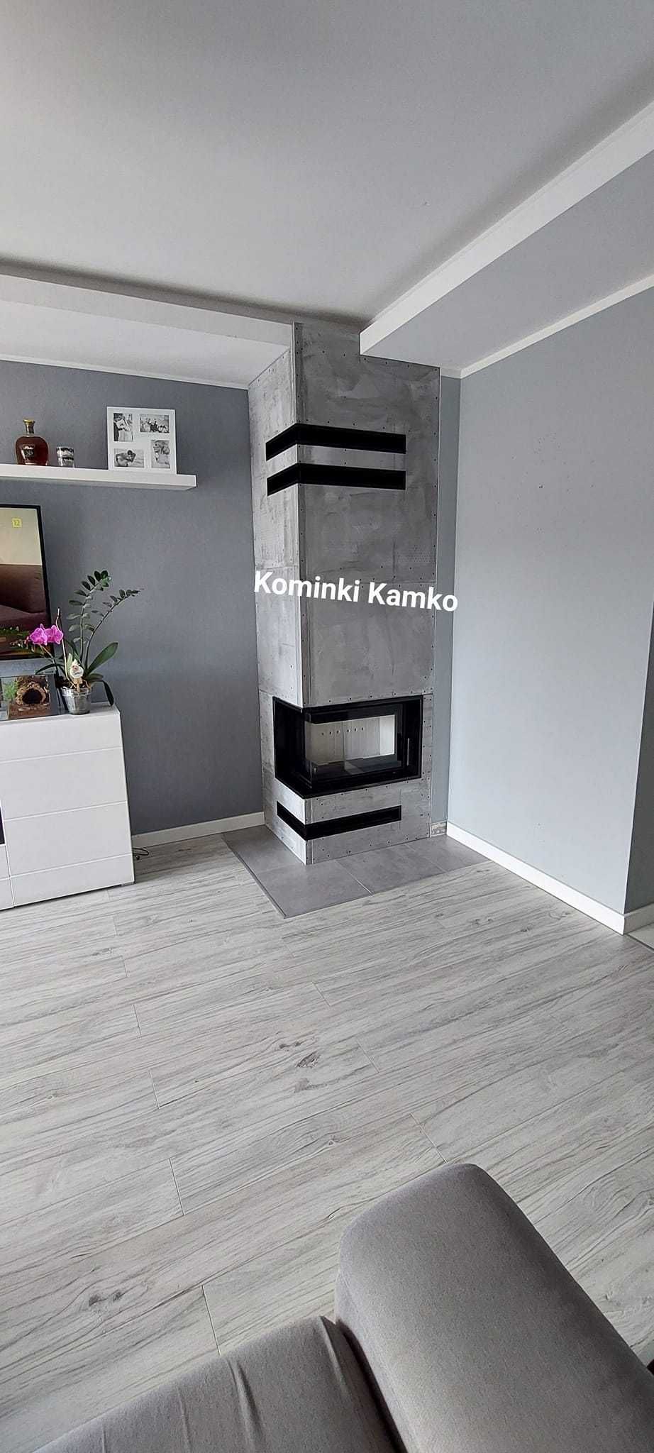 Kominki Kamko – wkład narożny Kratki Simple S BS + zabudowa