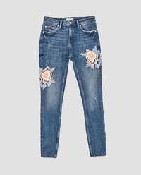 Брендовые джинсы скинни с 3d вышивкой Zara eur 34