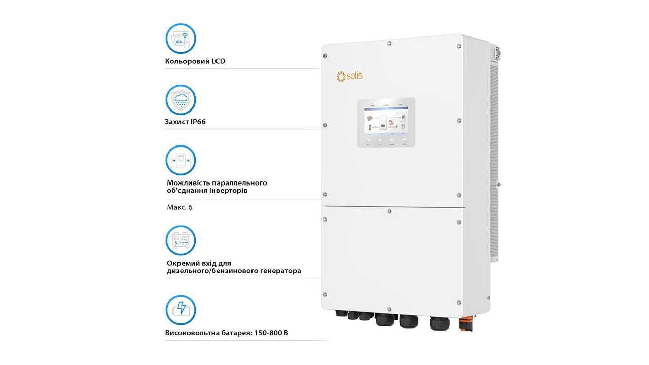 Гібридний інвертор Solis 30квт (S6-EH3P30K-H)