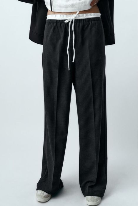 Широкі брюки з подвійним поясом, штани, палаццо Zara, розмір xs