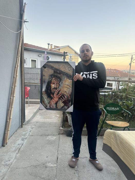 Pintura de cristo em acrilico sobre tela