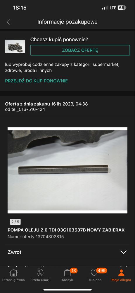 Pompa oleju vw pasat b6