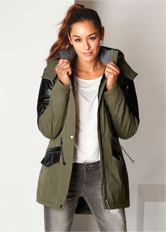B.P.C parka damska ze wstawkami z eko skóry r.34