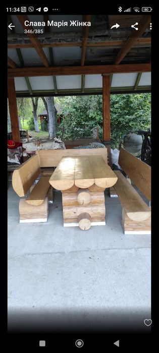 Продам стіл із кругляказ лавицями