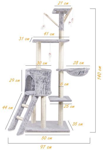 UŻYWANY drapak dla kota; domek drabinka legowisko; PH8054-LGR 140cm