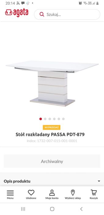 Stol bialy połysk rozkładany.