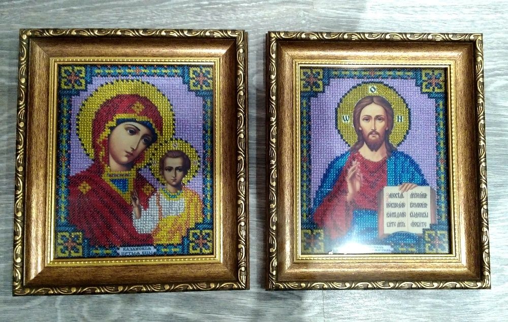 Картины иконы венчальная пара 2 шт в рамке со стеклом