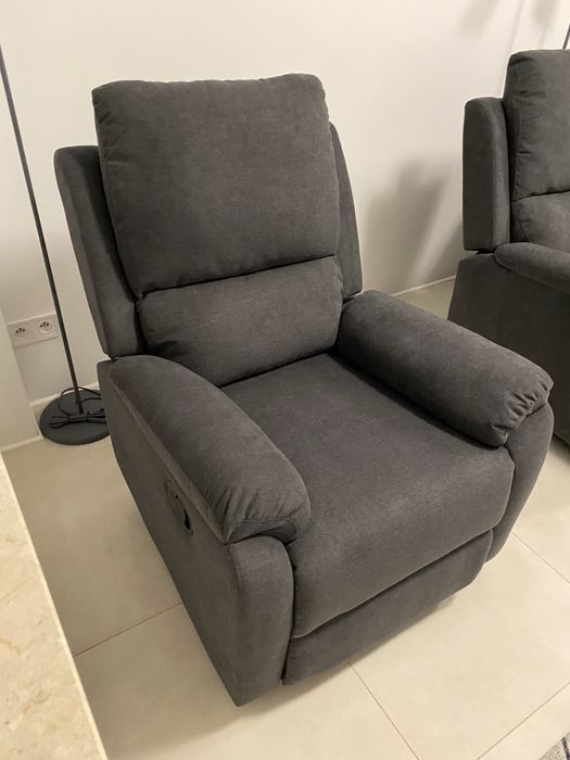 2 szt. FOTEL Rozkładany z Funkcją Relaks CIEMNOSZARY 80 CM