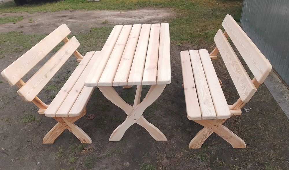 Stół ogrodowy drewniany komplet biesiadny