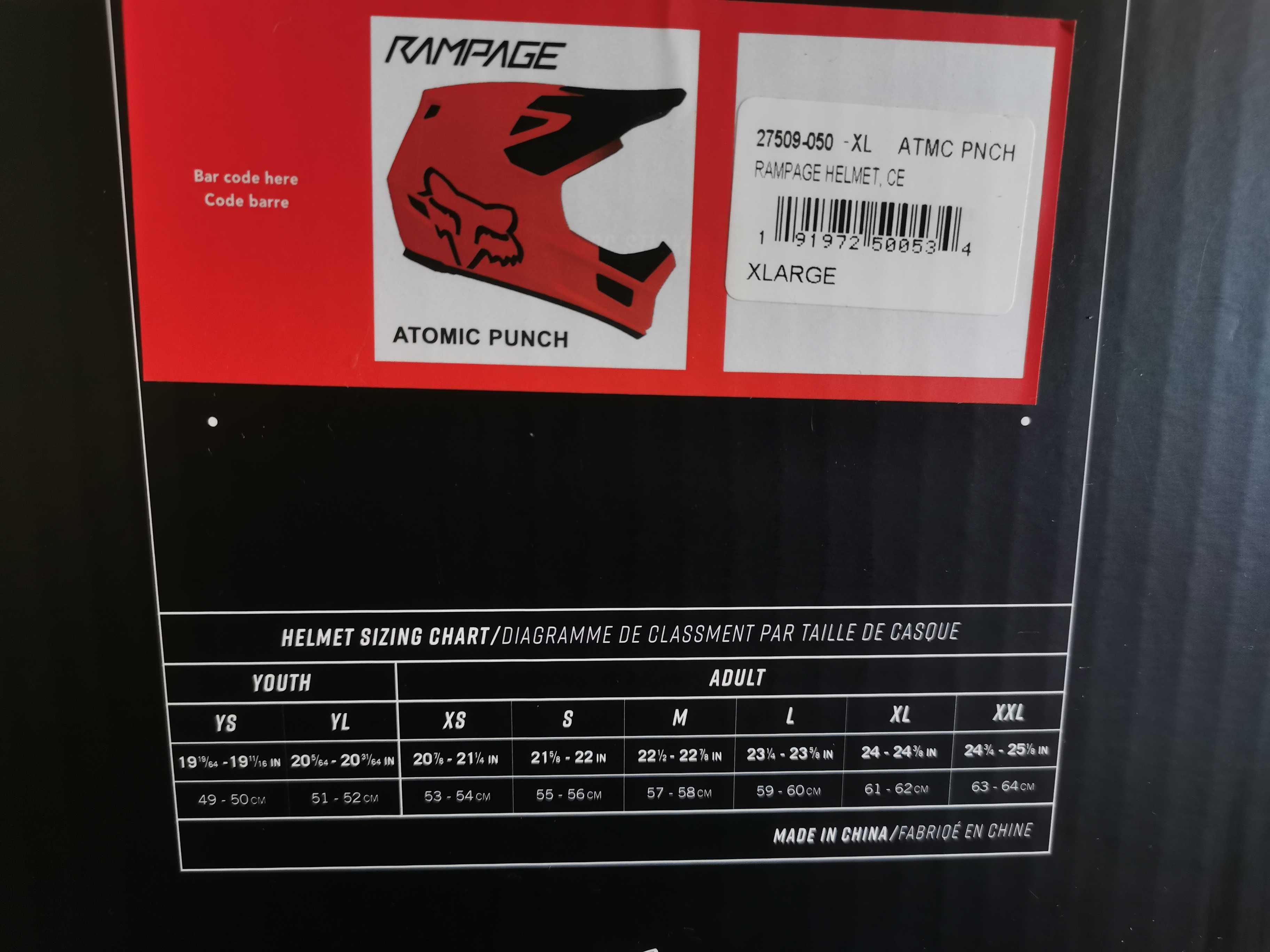 Kask rowerowy Fox Rampage Atomic Punch (rozmiar XL) - stan jak nowy