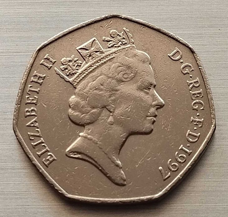 Монета Велика Британія 50 пенсів, 1997р. Мідь-нікель, 27.3 мм