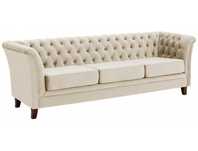 Sofa Chesterfield HASSO – Beżowa – Venus Velvet 2927 – 3-osobowa