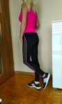BAJECZNE spodnie legginsy damskie czarne  ozdobny lampas S M GRATIS WY