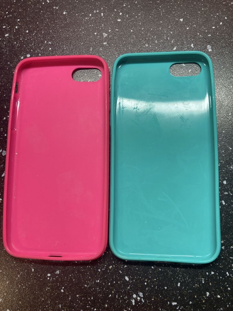 Zestaw 2 etui do iPhone SE 2020 - kwadrat, turkus i róż