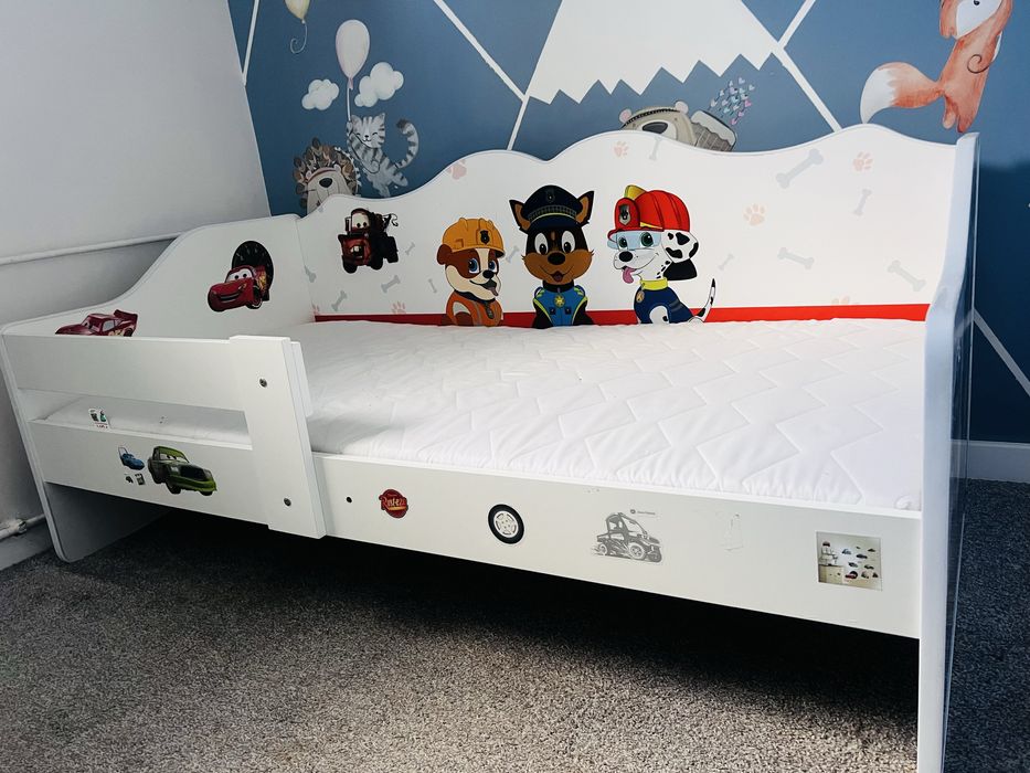 Łóżko dziecięce psi patrol 160cm x 80cm z mayeracem