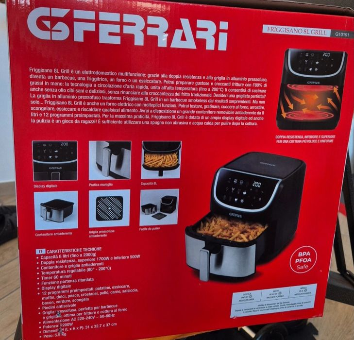 Air Fryer Ferrarri - XXL 8 L - Fritadeira a ar, forno, grill, desidrat