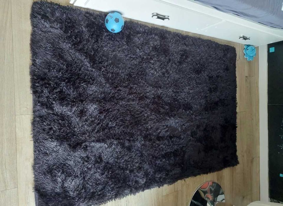 Miękki dywan pluszowy do sypialni salonu shaggy 120 x 170 cm ciemny