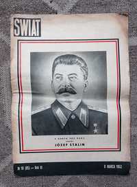 Stara gazeta Świat śmierć Stalina Stalin 1953