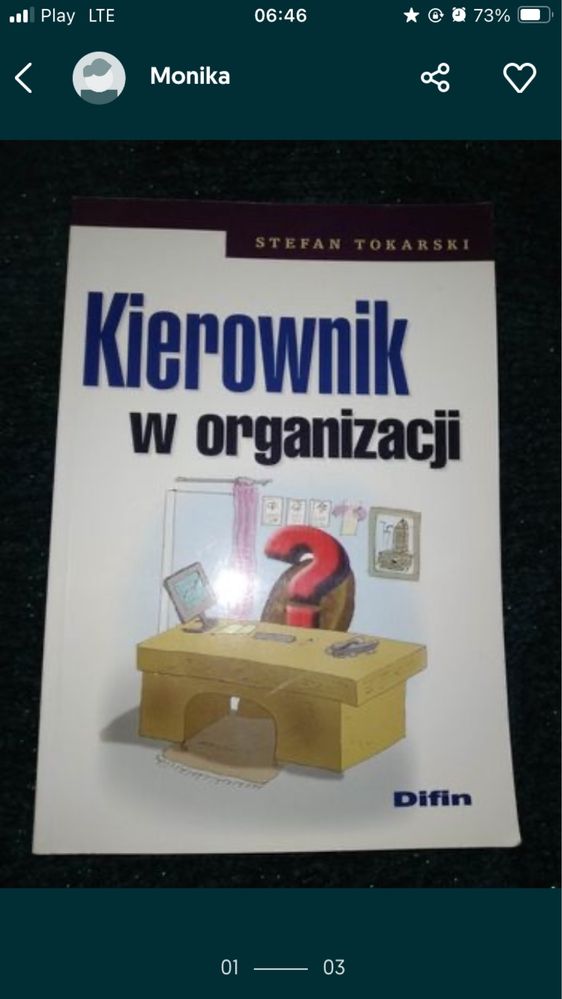 Książka kierownik w organizacji Difin Stefan Tokarski