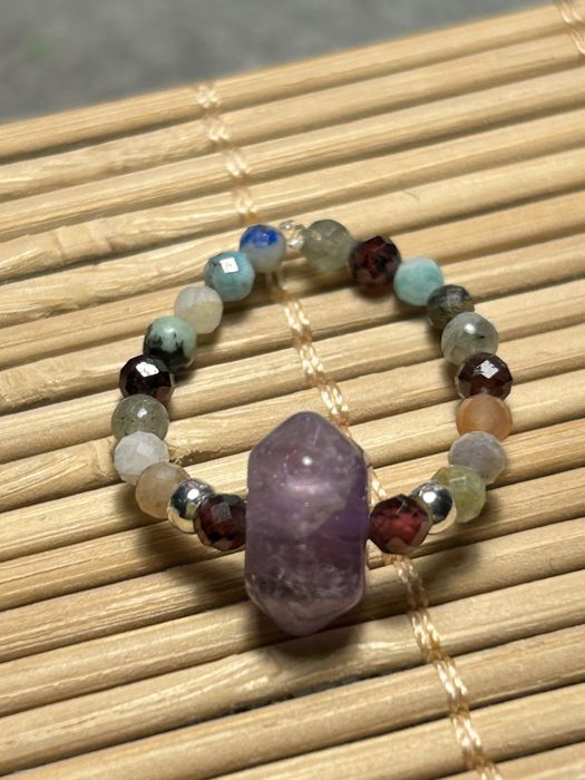 Pierscionek grot ametyst kamienie naturalne na mikolaja pod choinke