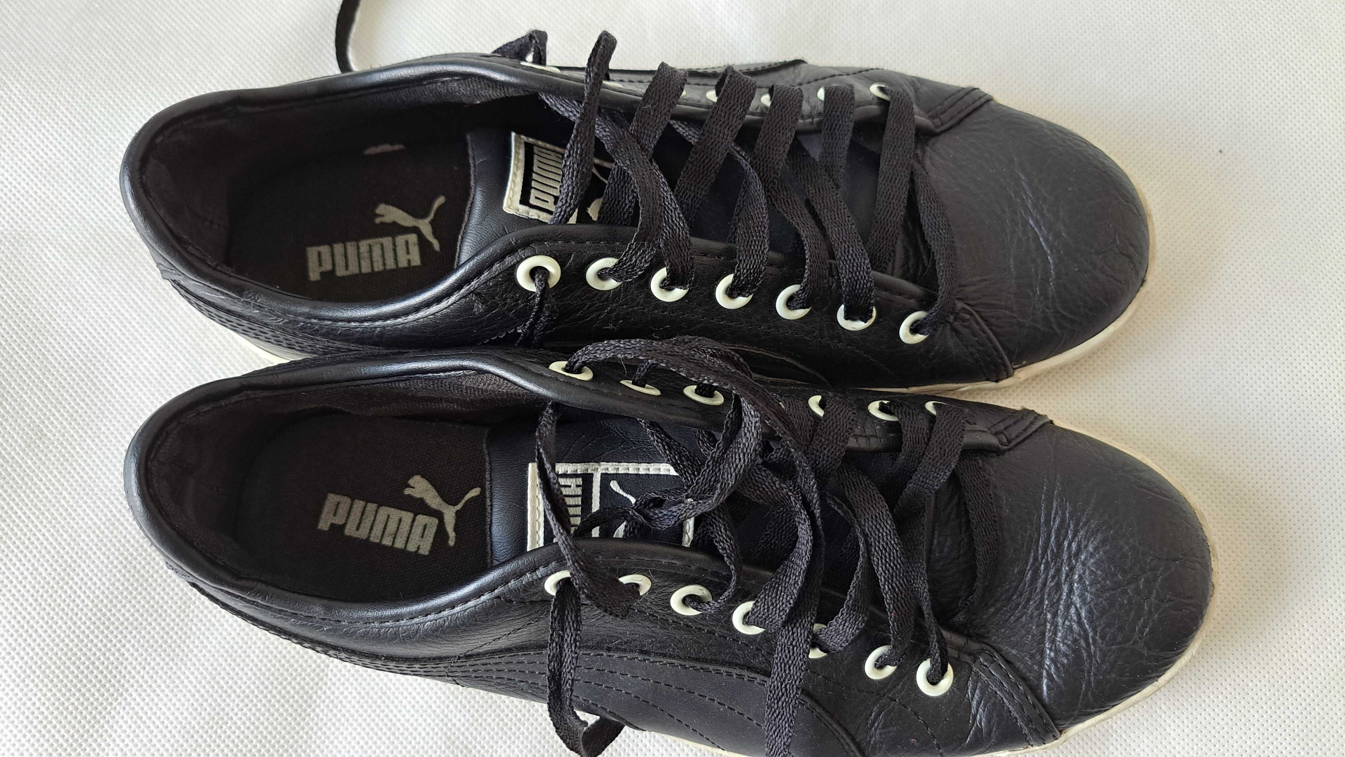 PUMA BENECIO- Męskie Skórzane Czarne Trampki Buty Sportowe 40 1/2