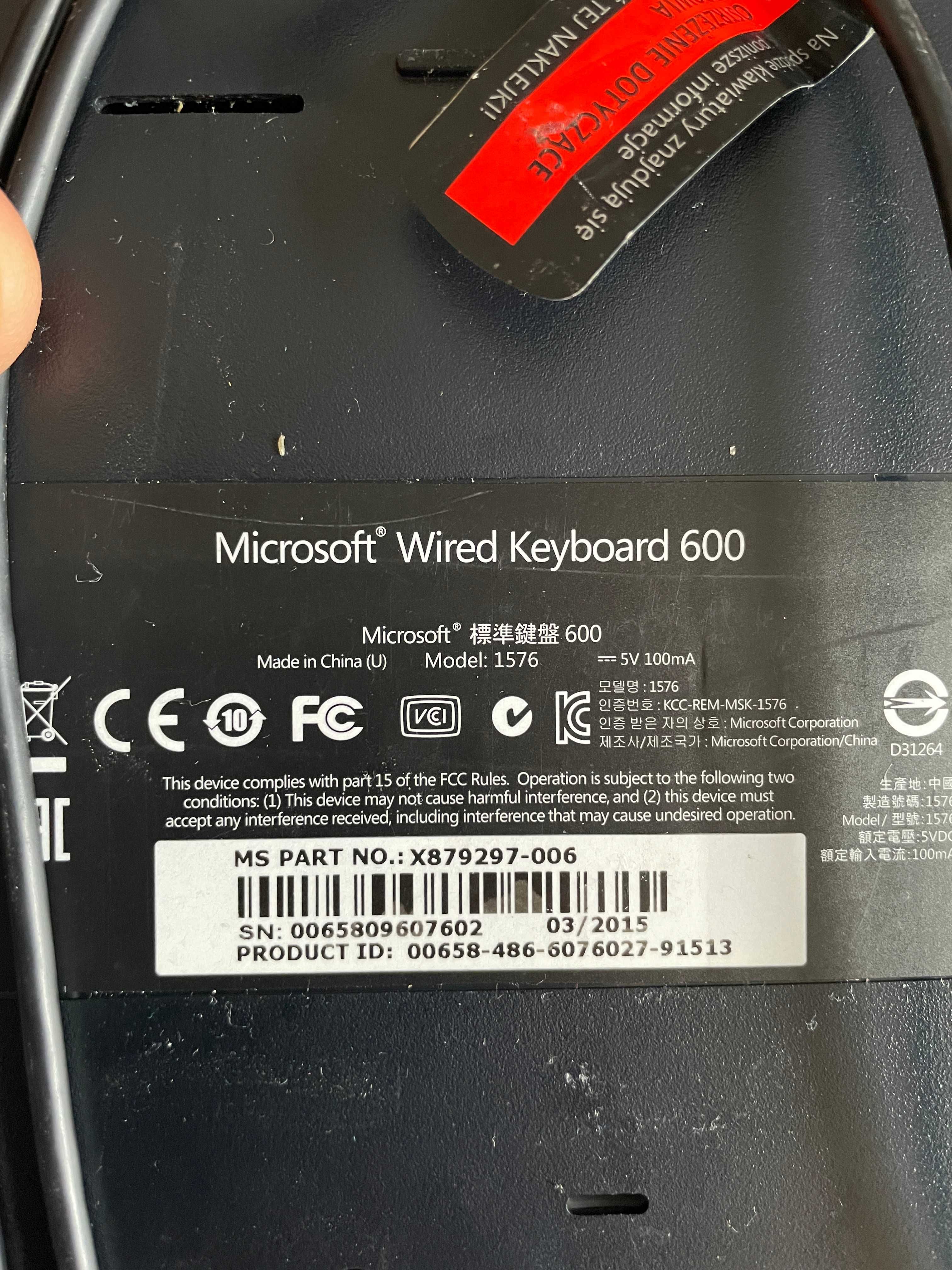 Microsoft Wired Keyboard 600 czarna