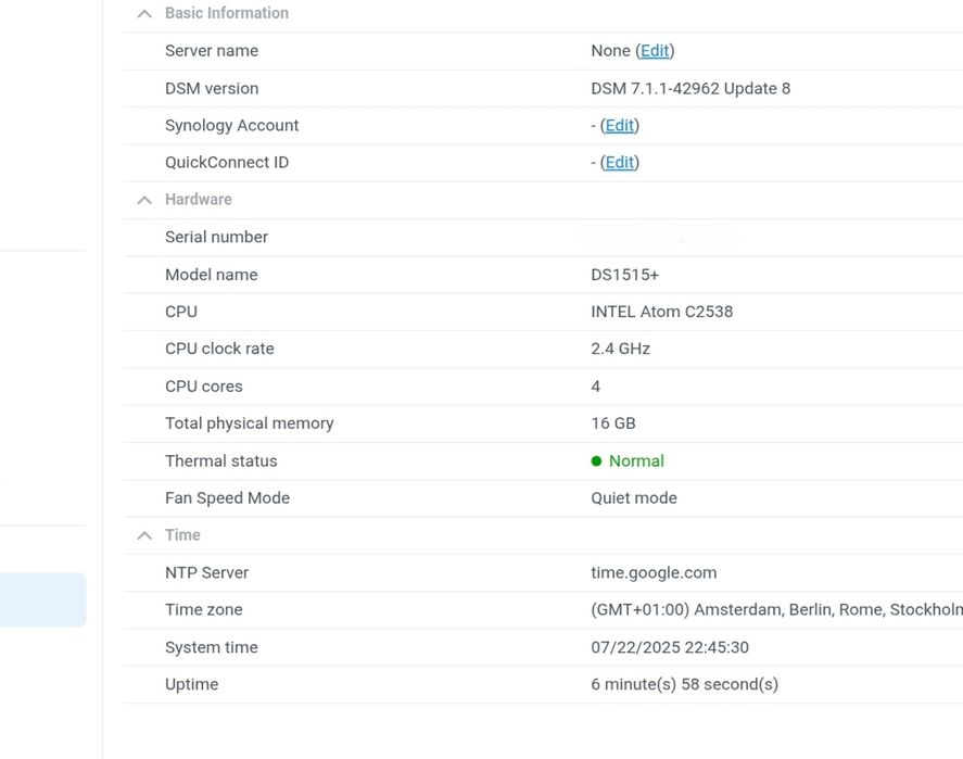 Synology DS1515+ 16GB RAM