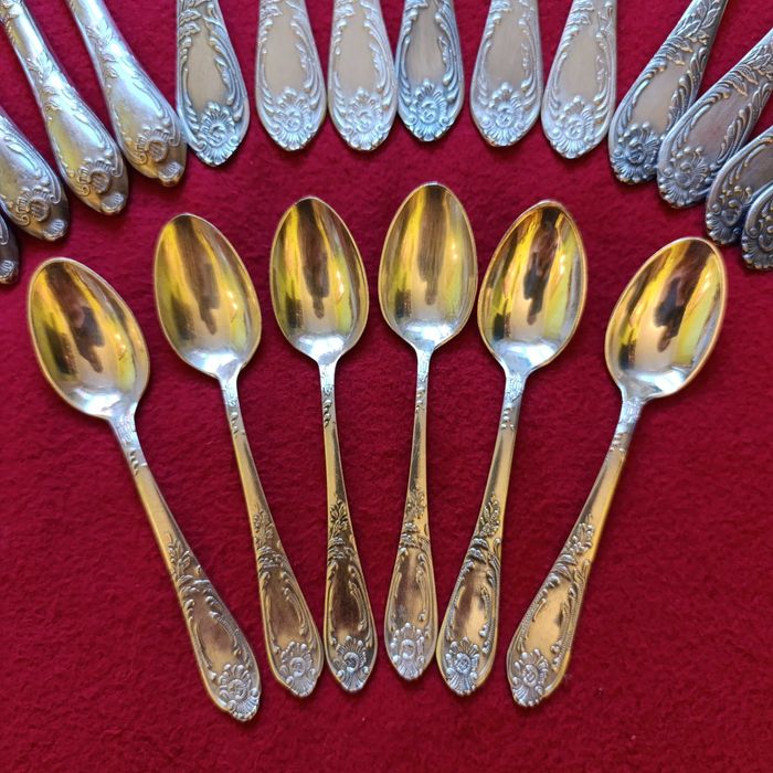 Sztućce posrebrzane rokoko 24 sztuki ZSRR