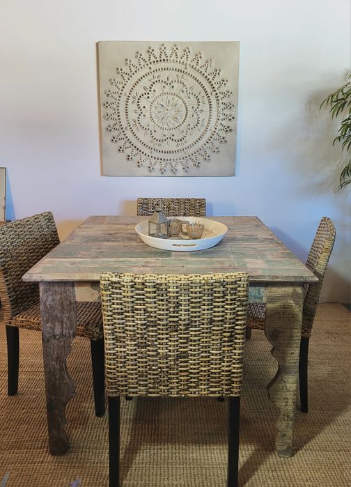 mesa, refeições, cadeiras, oriental, indiano, rustico