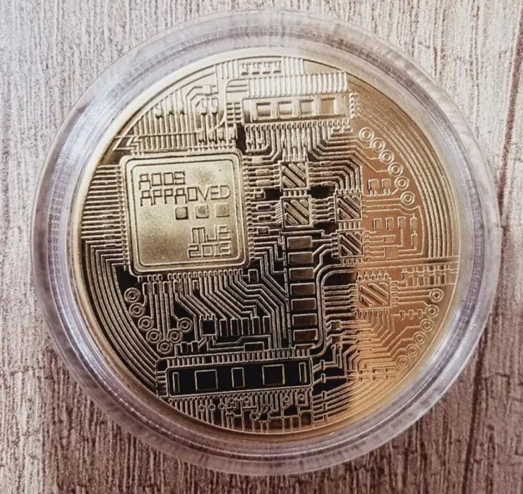 Kolekcjonerska moneta Bitcoin + kapsel