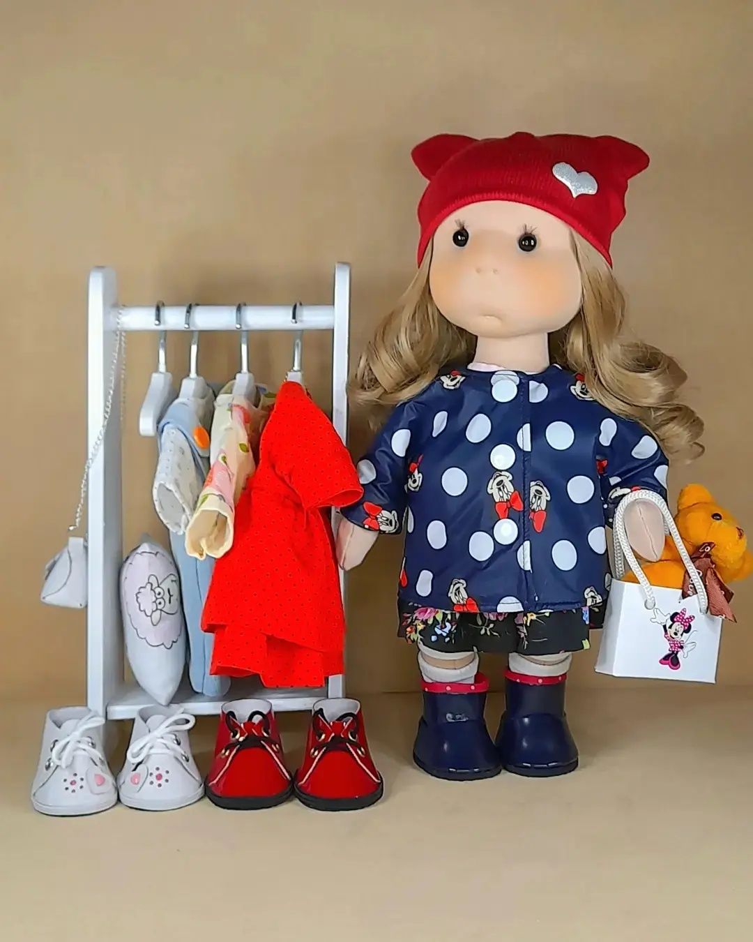 Лялька з гардеробом.Кукла с гардеробом.Тильда.Іграшки.Текстильная кукл