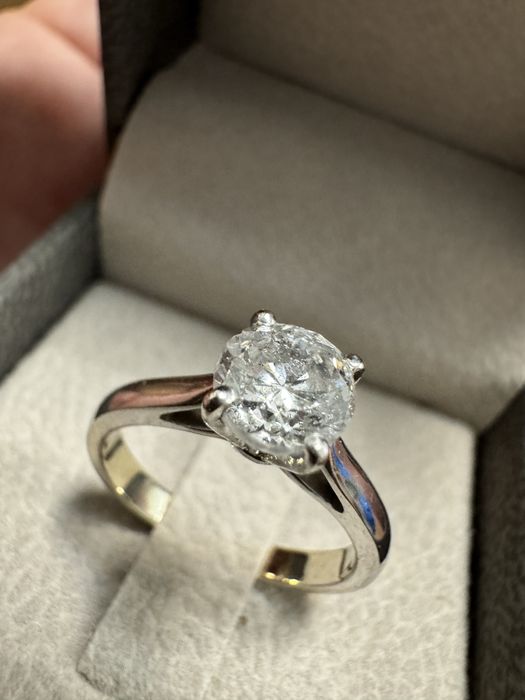 Zloty pierscionek z naturalnym diamentem 1,12ct E SI zareczynowy