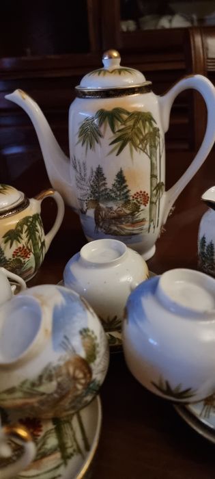 Serviço de chá de porcelana japonesa de casca de ovo