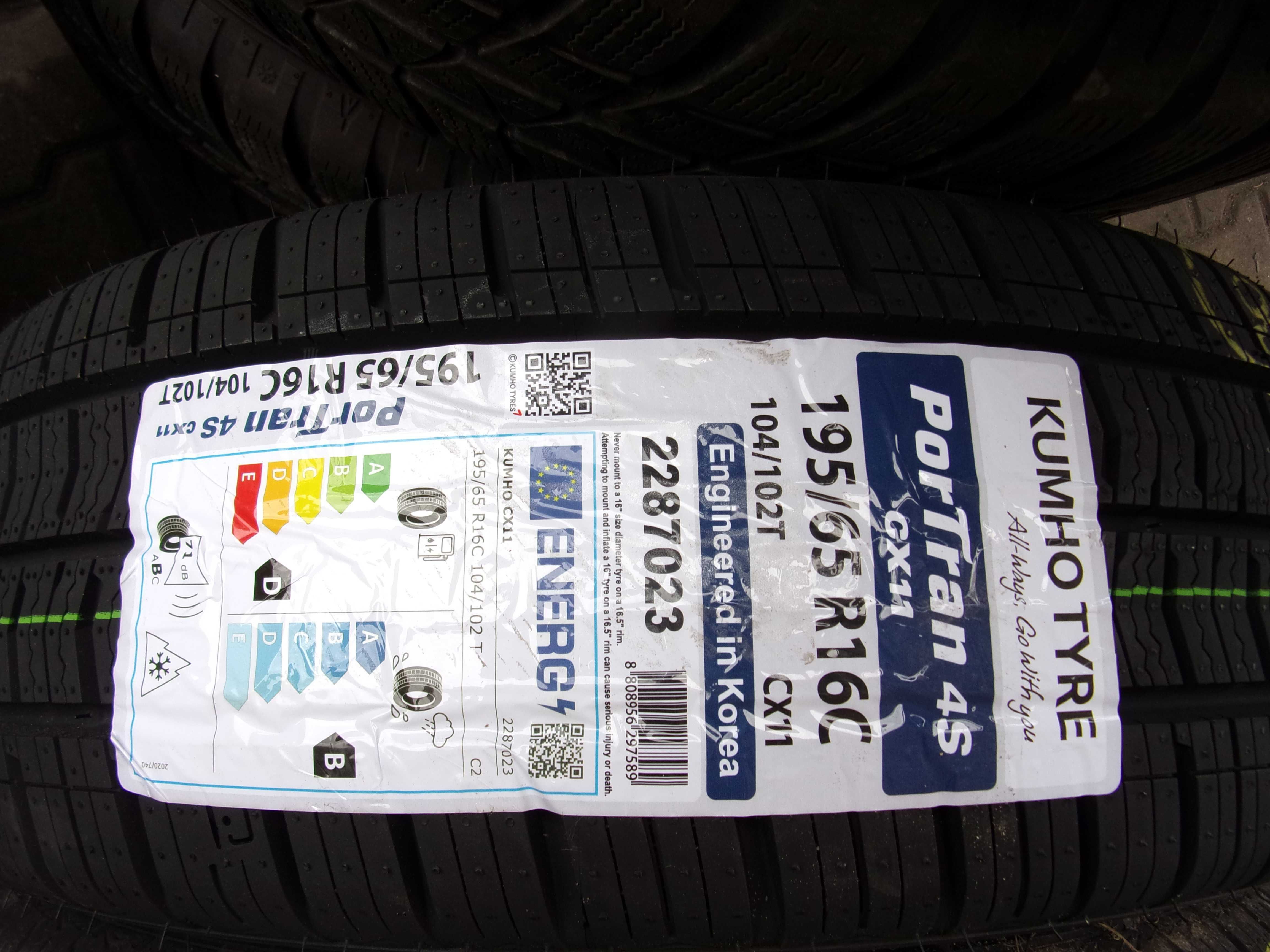 Nowe opony wielosezonowe Kumho 195/65/16c 2022