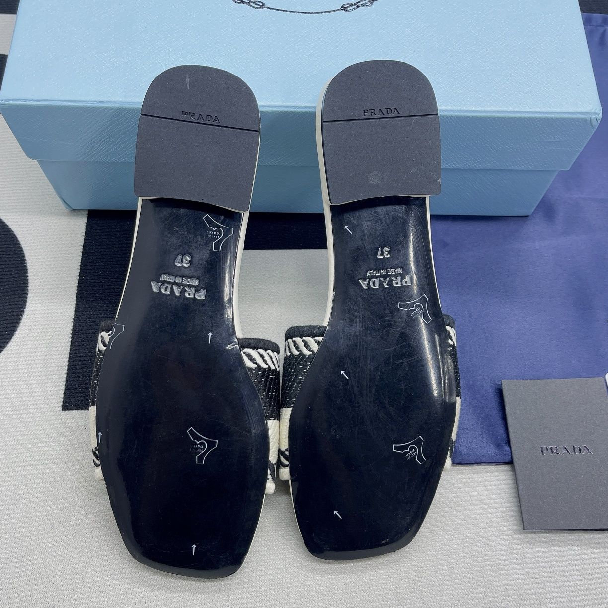 Prada Logo Jacquard-knit Slides