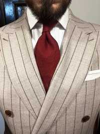 NOWY krawat SuitSupply SZANTUNG jedwabny bordo burgund 8cm jedwab