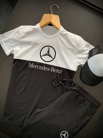 Комплект мужской Футболка Шорты Mercedes Amg летний Спортивный костюм