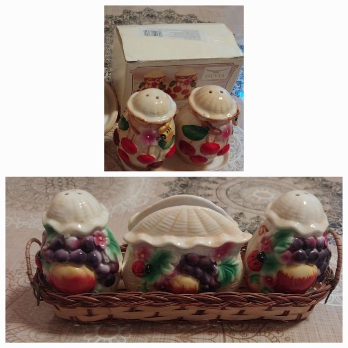 Новий набір для спецій перець сіль серветниця olvia керамічна