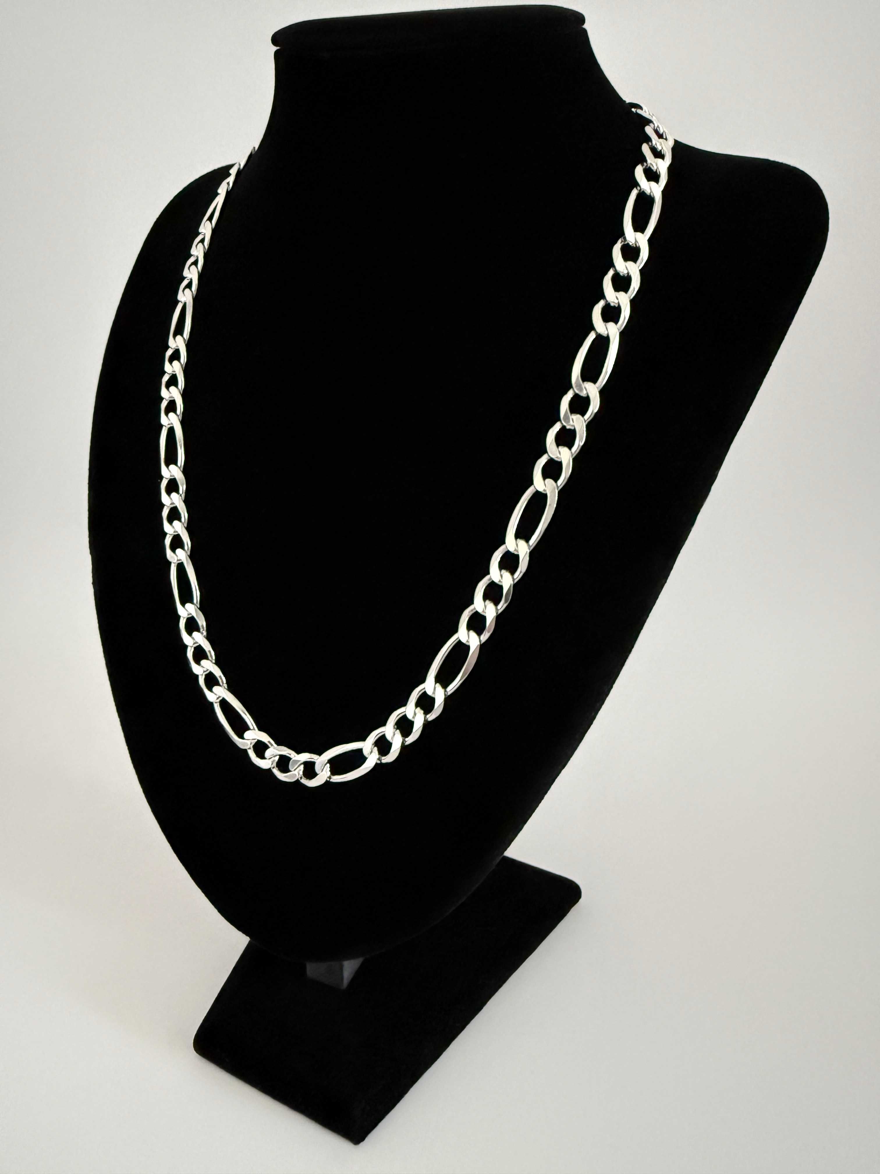 Srebrny Łańcuszek splot Figaro 56,5 CM 44 GRAM ! PR. 925 Okazja !
