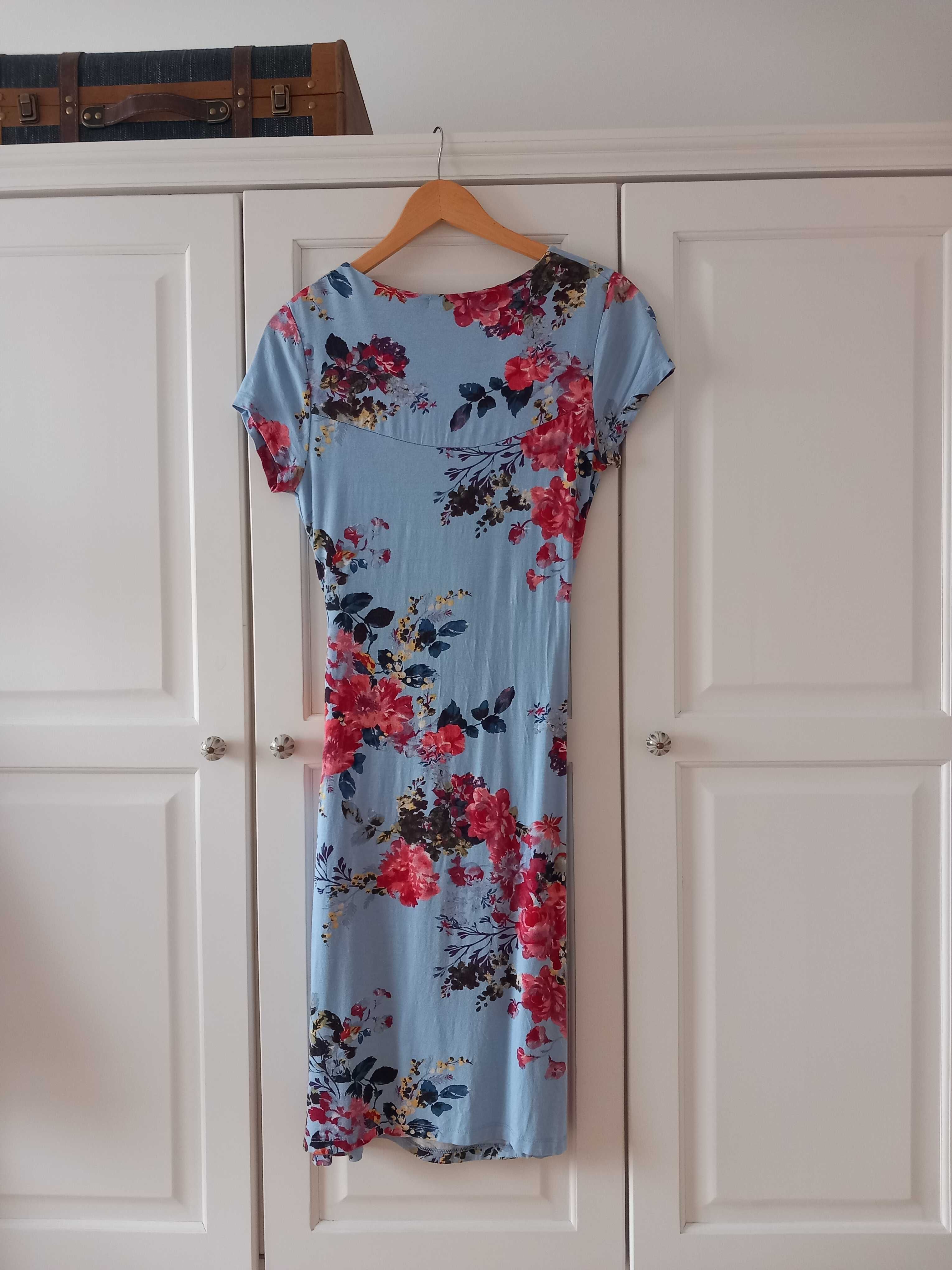 Vestido traçado azul celeste padrão floral Joe Browns T36. Como novo.